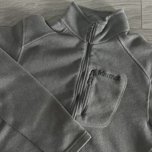 Marmot Mens‎ 1/2 Zip Front Chest Pocket Fleece Pullover Gray Size Medium